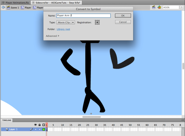 clean up the arm artwork and convert them to symbols